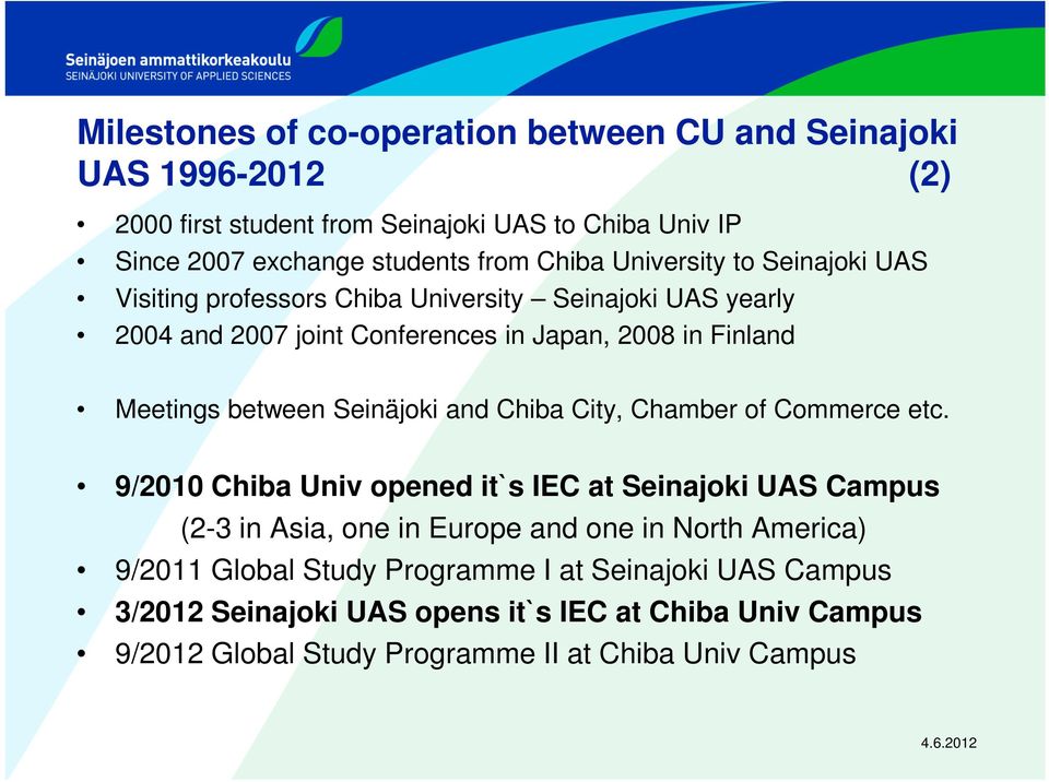 Seinäjoki and Chiba City, Chamber of Commerce etc.