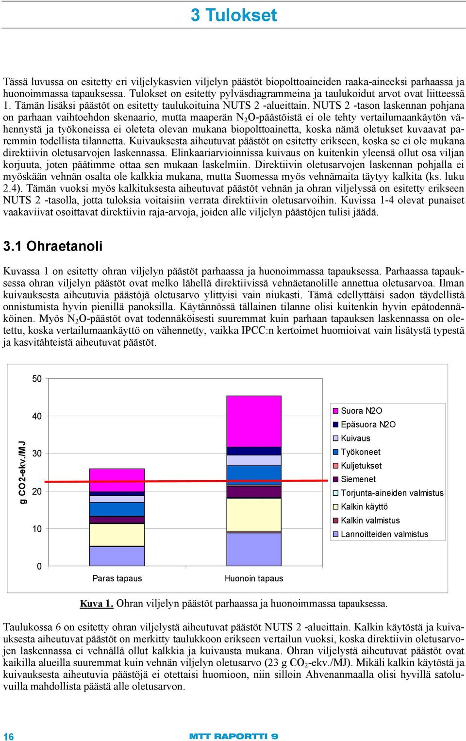 NUTS 2 -tason laskennan pohjana on parhaan vaihtoehdon skenaario, mutta maaperän N 2 O-päästöistä ei ole tehty vertailumaankäytön vähennystä ja työkoneissa ei oleteta olevan mukana biopolttoainetta,