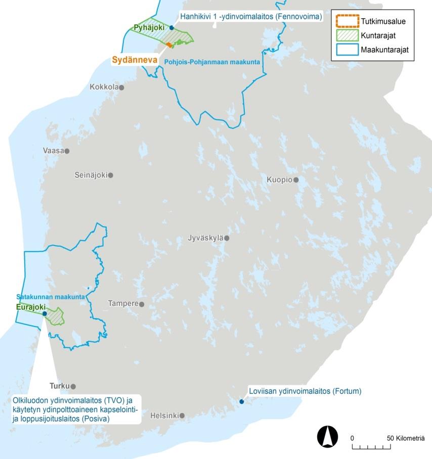 YVASSA TARKASTELTAVAT VAIHTOEHDOT Tässä YVA-menettelyssä tarkastellaan Fennovoiman käytetyn ydinpolttoaineen kapselointi- ja loppusijoituslaitoksen tutkimus-, rakentamis-, käyttö- ja sulkemisvaiheita.