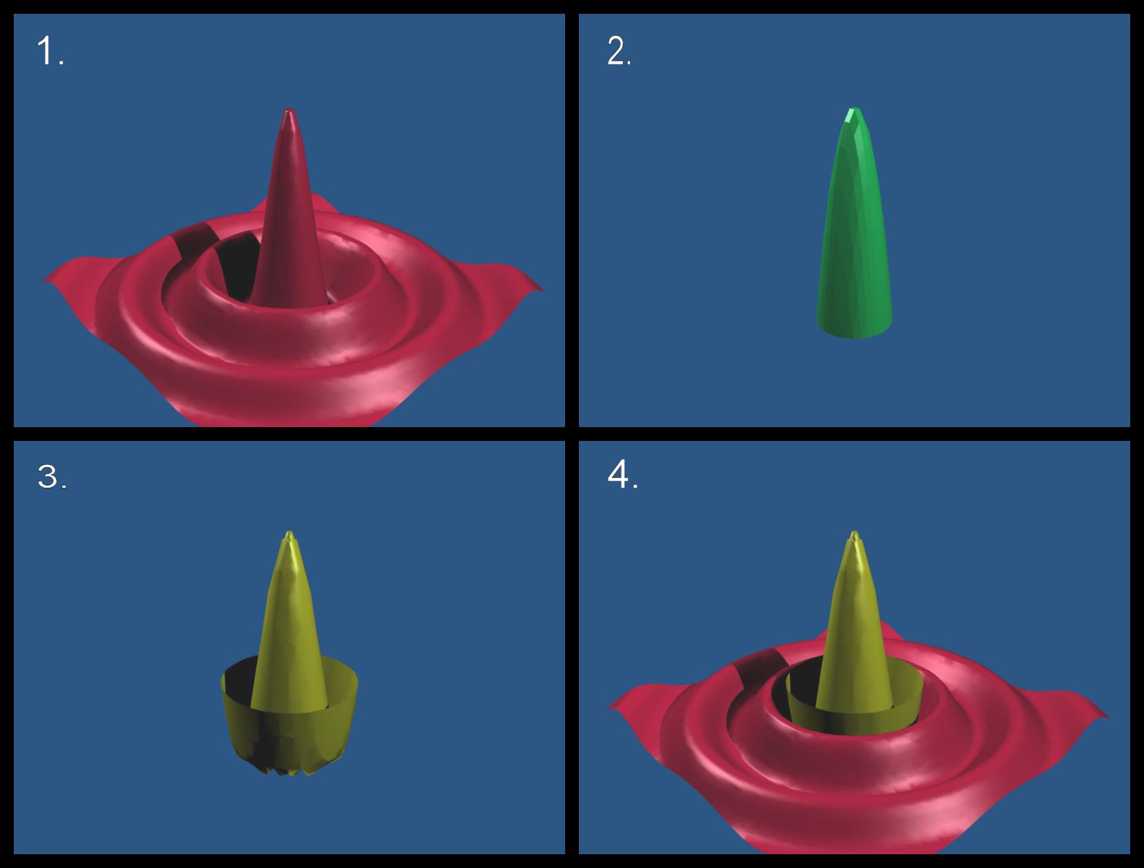 B.2. Opetuskokeilun animaatioita 121 Kuva B.5: Kuvia kaksiulotteisen pinnan approksimoinnista Taylorin sarjan 1. ja 2. kertaluvun polynomeilla. Kuva B.6: Otteita kuvasarjasta, jolla havainnollistettiin sombreropinnan approksimointia 2.