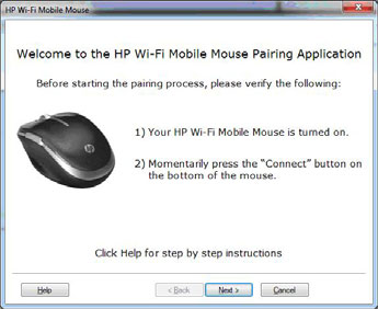 Wi-Fi-yhdistäminen HP Wi-Fi Mobile Mouse -hiiren ja tietokoneesi täytyy luoda yhteys langattoman 802.11 -teknologian avulla, joten erillistä USB-vastaanotinta ei tarvita.