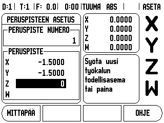 Kosketus työkalun avulla Jos käytät työkalua tai muuta ei-sähköistä kosketusanturia peruspisteiden asettamiseen, voit silti käyttää hyväksesi W1000:n kosketustoimintoja.