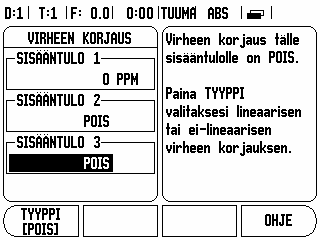 II - 1 Järjestelmän asetus Lineaarinen virheen korjaus Lineaarista virheen korjausta voidaan käyttää, jos vertailun tulos referenssisuureen suhteen osoittaa lineaarista poikkeamaa koko