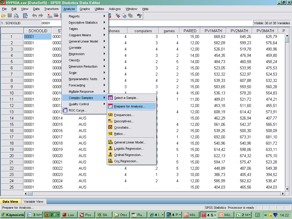 SPSS-ajon