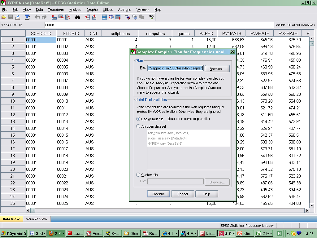 SPSS-ajon