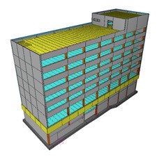 26 Kuvio 7. Toimistorakennuksen havainnekuva toteuttuna 3D mallintamalla. (Toimistorakennus n.d.) 5.1.5 Luettelot Määrälaskennassa 3D mallinnus on hyödyllinen työkalu rakennesuunnittelussa.