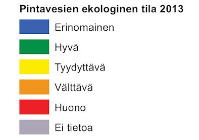 Kuva 2 Peltosalmi-Ohenmäen pohjavesialueen rajaus Kuva 3 Pintavesien ekologinen tila, VPD vesimuodostumat. Lähde: SYKE Kirmanjärvi toimii tekopohjavesilähteenä.