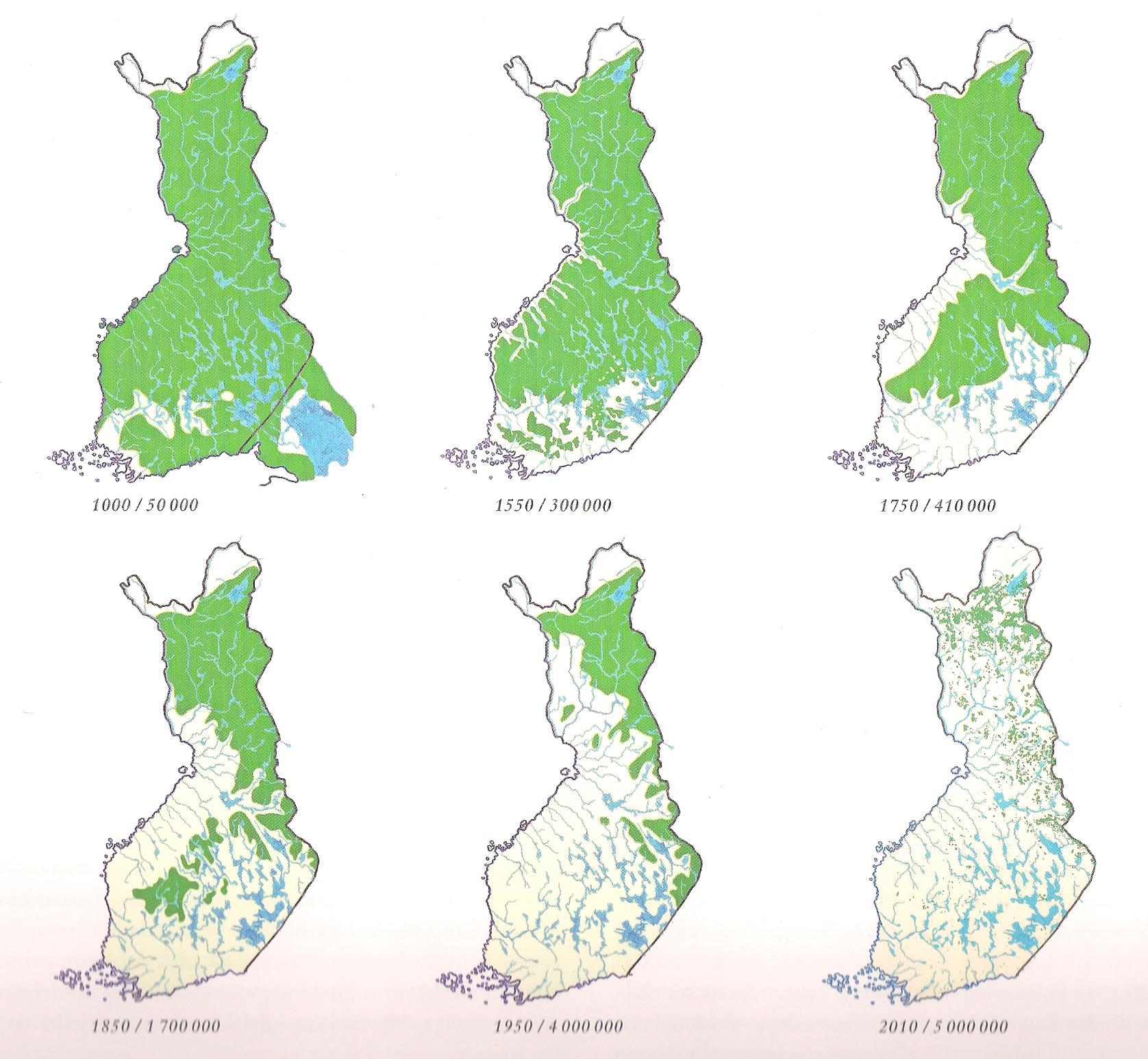 Luonnonmetsät 1850: 50 % 1950: 25 % 2010: 4,4 % Elinympäristön pintaalan pienentyessä kymmenesosaan, puolet lajeista häviää.