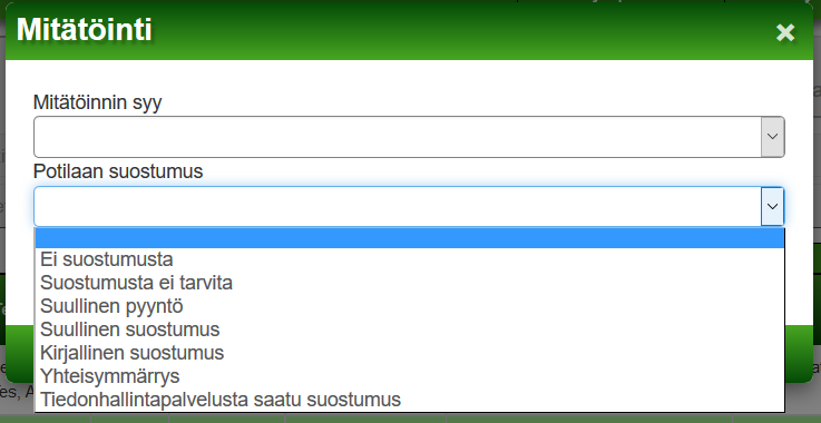 3.4 Lääkemääräyksen mitätöinti Suorita ensiksi vanhojen lääkemääräysten haku (kohta 3.2).