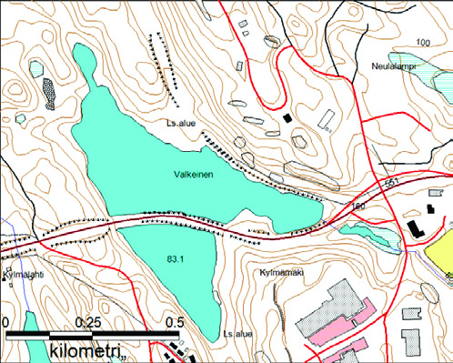 18 Valkealampi 1. Nimi ja sijainti Valkealampi Pitkälahti Pohjoisosa Eteläosa N: 6970907 N: 6970567 E: 27529751 E: 27529961 ETRS-GK 27 Karttulantien kahtia jakama suurehko, kirkasvetinen lampi. 3.