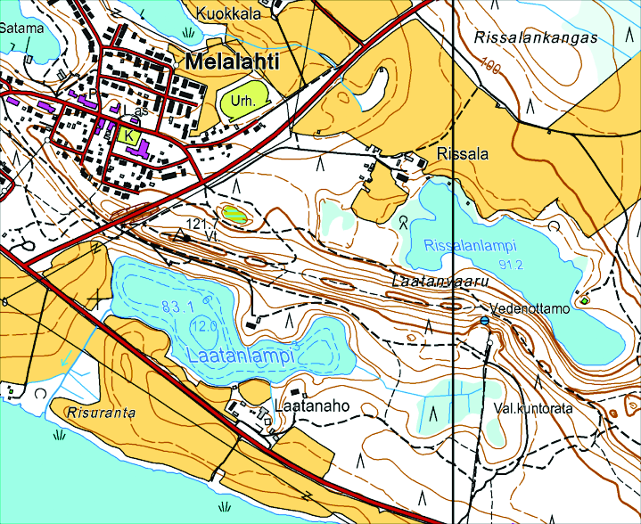 28 Rissalanlampi 1. Nimi ja sijainti Rissalanlampi Riistavesi N: 6978863 E: 27560255 ETRS -GK27, tarkenna näytepaikka Harjualueen ja peltojen välissä oleva syvä lampi.