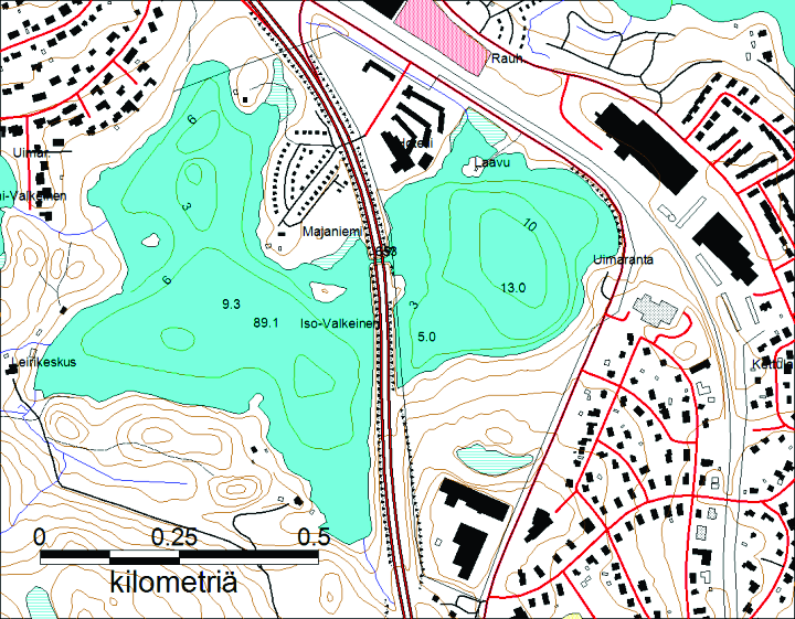 2 Iso-Valkeinen 1. Nimi ja sijainti Iso- Valkeinen Päiväranta Itäpuoli Länsipuoli N: 6980567 N: 6980377 E: 27534515 E: 27534155 ETRS-GK 27 Moottoritien kahtia jakama melko suuri lampi.