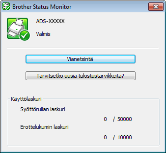 Säännöllinen kunnossapito Tarvikkeiden vaihtoajan tarkistaminen 6 (ADS-1100W) Käynnistä Status Monitor -sovellus.