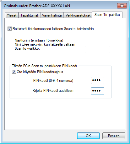 Ennen skannausta 4 Napsauta Scan To -painike -välilehteä ja anna tietokoneesi nimi Näyttönimi-kenttään.