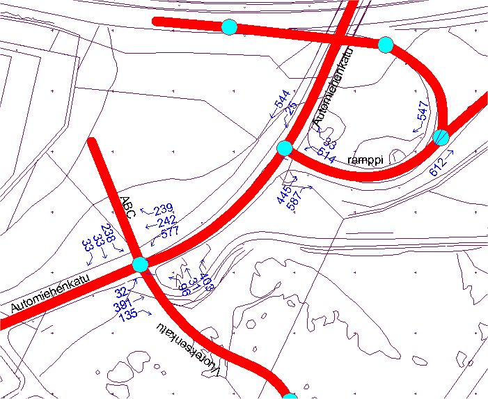 22 Valtateiden 3 ja 9 eritasoliittymien (Rautaharkko, Särkijärvi ja Lahdesjärvi) sekä Mikäli Automiehenkadun ja Vuoreksen puistokadun liittymä toteutetaan kiertoliittymänä ja ABC:n tuotos on 300