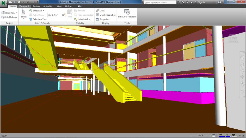 Kuva 10. Autodesk Navisworks Freedom -sovelluksen käyttöliittymä 4.2.3 Muut ohjelmat Edellä mainittujen ohjelmien lisäksi, markkinoilla on saatavilla muitakin tietomallintamiseen liittyviä ohjelmia.