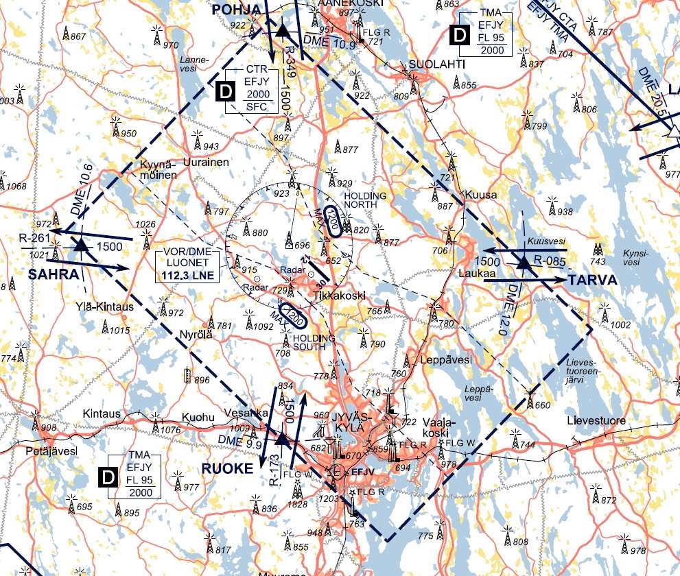 Jyväskylän (EFJY) lento-aseman lähialueella lennättämisestä sovitaan jokaisen lennätyksen kohdalla erikseen ilmaliikennepalveluelimen kanssa.