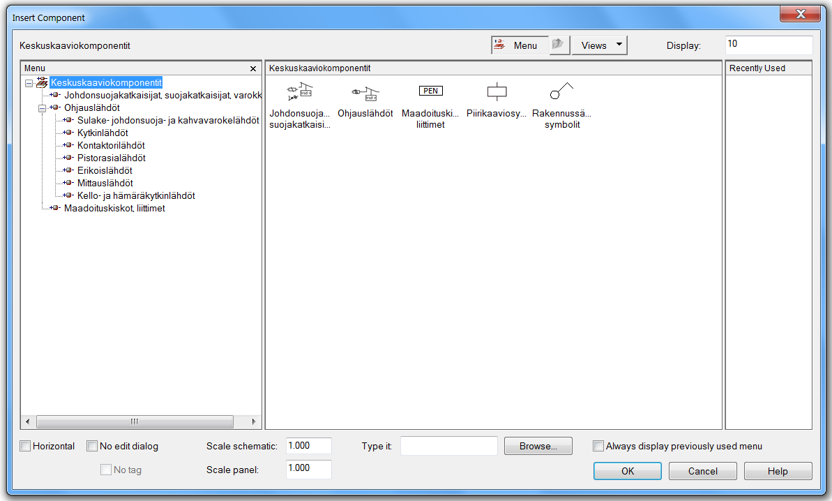 AutoCAD Electricalin muokkaus- ja piirtotoiminnot Tyypillliset AutoCAD Electricalin muokkauskomennot ovat käytettävissä keskuskaavio komponenteilla kuten mm.