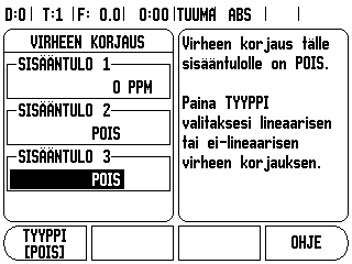 II 1 Järjestelmän asetus Lineaarinen virheen korjaus Lineaarista virheen korjausta voidaan käyttää, jos vertailun tulos referenssitarkistusmittaan nähden osoittaa lineaarista poikkeamaa koko