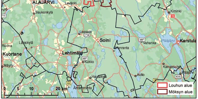1 1. JOHDANTO Ilmatar Windpower Oyj suunnittelee tuulivoimapuistojen rakentamista Alajärven kaupungin ja Kyyjärven kunnan rajalla valtatie 16 eteläpuolella sijaitsevan Louhun ja Möksyn alueelle.