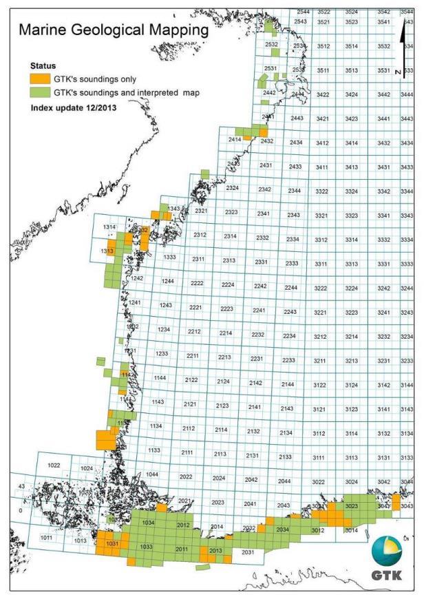 VELMUn inventointien eteneminen Geologiset