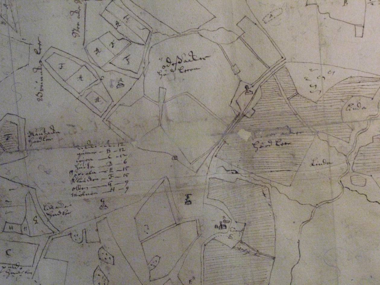 6 2 Historiallinen tausta Gunnari Lähde: KA/MMA Kartta 1: Klaukkala vuonna 1709. Gunnarin tila sijaitsee jonkin matkaa kyläkeskuksesta koilliseen.