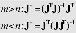 Pseudoinverssi Jos matriisi J ei invertoidu sellaisenaan, niin käyttökelpoinen on sen pseudoinverssi J + Ratkaisee saman yhtälön