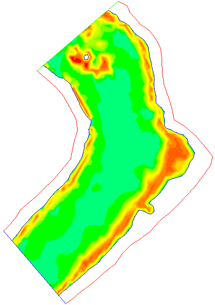 Kuva 2. Svartå brukin mallinnusalueen yhdistetty soveltuvuusindeksi vasemmalla alle 10 cm lohenpoikaselle ja oikealla yli 10 cm lohenpoikaselle (Q = 6 m 3 /s).