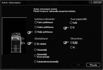TULOSTINOHJAIMEN / PC-FAKSIOHJAIMEN ASENNUS 5 Konfiguroi laitteen kuva. Laitteen kuva muodostuu tulostinohjaimen konfigurointi-ikkunaan perustuen asennettuihin vaihtoehtoihin.