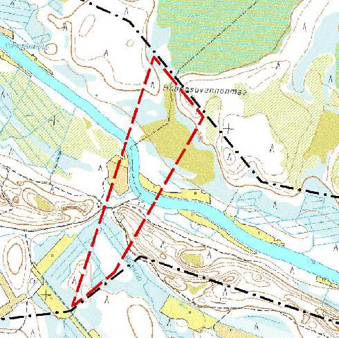2 Kuva 2. Osayleiskaava-alueen rajaus (yleiskaavan muutosalue) on osoitettu kartassa punaisella katkoviivalla. Mustalla pistekatkoviivalla on osoitettu voimassa olevan osayleiskaavan aluerajaus.