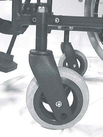 Tukipyörät ja istuinkorkeus Tukipyörät ja istuinkorkeus Istuinkorkeuden säätämiseksi on avattava kiertoakselin mutteria.