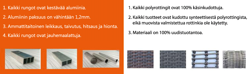 Tuotteiden mitat: pituus*leveys*korkeus (cm) 3*Baarituoli: Ø50 70 1*Baaripöytä: 150 80 110 nro1 3) Karkaistu 8mm paksu kirkas lasi 4) Pöydässä ruostumattomasta teräksestä tehdyt jalanlepuuttajat