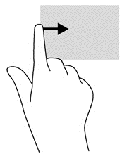 Vasemman reunan sipaisu Vasemman reunan sipaisulla voit näyttää viimeksi avatut sovellukset ja vaihtaa niiden välillä nopeasti. Sipaise sormellasi kevyesti TouchPadin vasenta reunaa.