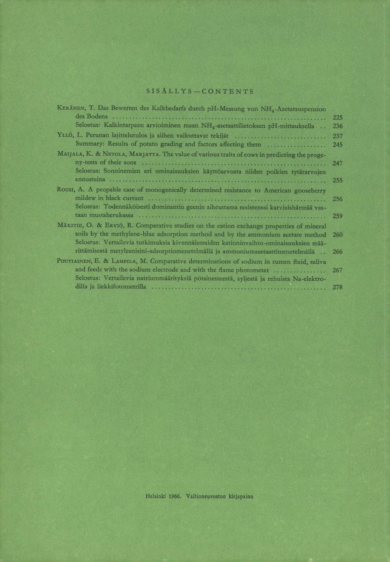 SISÄLLYS CONTENTS KERÄNEN, T.