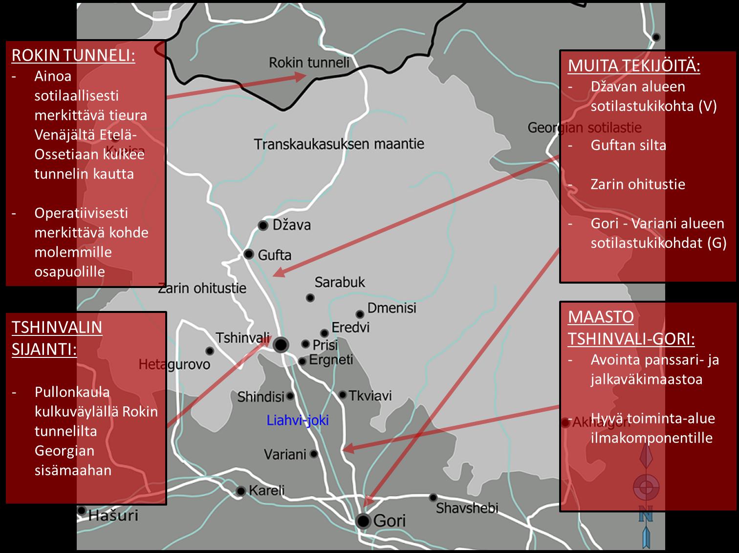 johtava tie kulkee syvän, korkeiden vuorien ympäröimän solan lävitse. Alue muodostaa luonnollisen puolustusaseman vihollisen hyökkäyksiä vastaan. 152 33 Kuva 8.