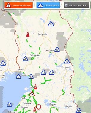 Esimerkkejä kelitietopalveluista Mediamobile Nordic: V-Traffic-palvelu Helsingin kaupungin