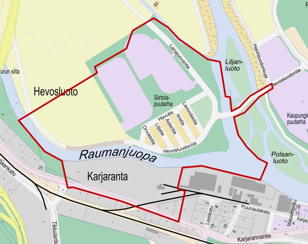 2/12 1. OSOITE Karjarannan teollisuusalue, kortteli 20 (osa) ja osa Hevosluotoa. 2. ALOITE Asemakaavan muutos käynnistetään kaupungin aloitteesta. 3.
