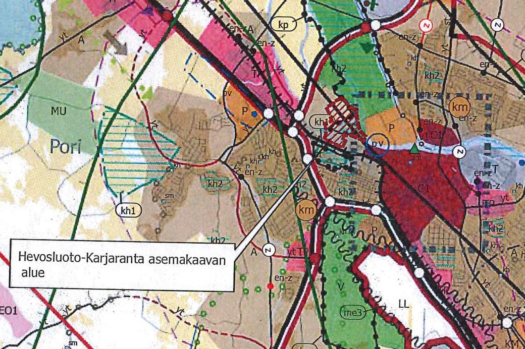 3/12 4. LÄHTÖTIEDOT 4.1. Maakuntakaava Satakunnan Maakuntakaavassa (YM vahv. 30.11.2011, KHO 13.3.2013) alue on kaupunkikehittämisen kohdevyöhykettä (kk1).