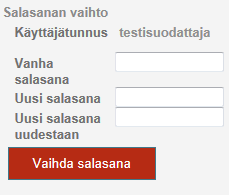 PALVELUNTUOTTAJAN OHJE 7 (22) 5.2 Salasanan vaihtaminen Vaihdathan ensimmäisellä kirjautumiskerralla salasanasi.