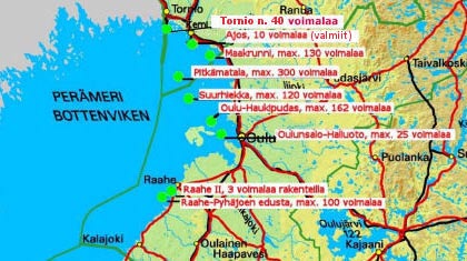 Suomen tuulivoimakapasiteetti on 128 MW, jonka tuottavat 113 tuulivoimalaa (tilanne maaliskuussa 2008).