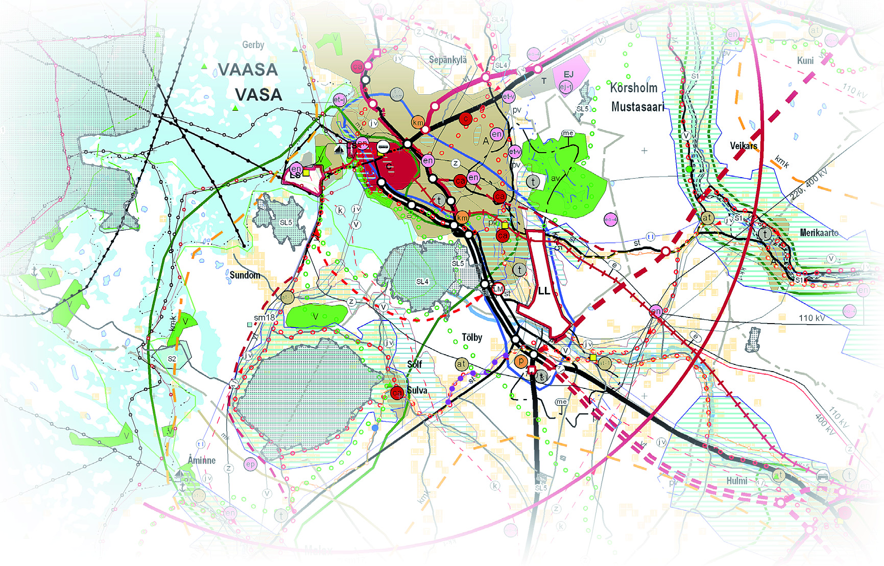 Österbottens landskapsplan Beteckningar