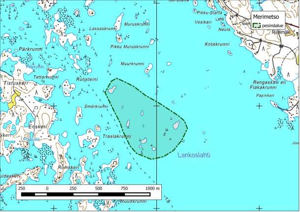 126 Kartta 148. Merimetson pesimäalue Luvialla.
