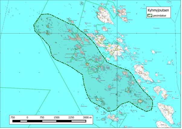 17 Kartta 8. Kyhmyjoutsenen pesimäalue Luvian keskisessä saaristossa.