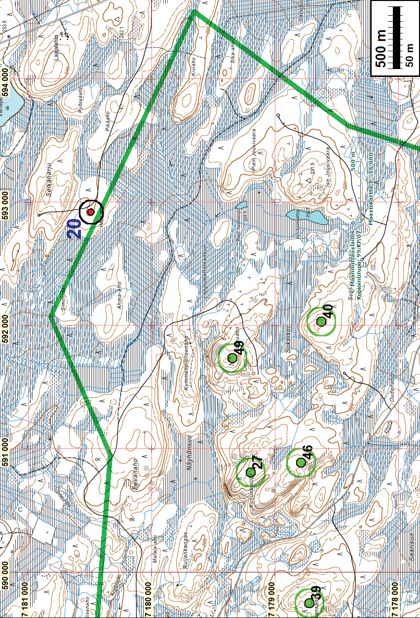 11 Yleiskartta 3 Muinaisjäännökset = punainen pallo.