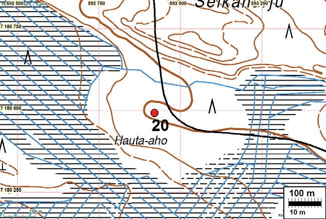 42 Tutkijat: Sijainti: Huomiot: H. Poutiainen & V. Laakso 2012 inventointi Paikka sijaitsee Suomussalmen kirkosta 16,5 km etelään.