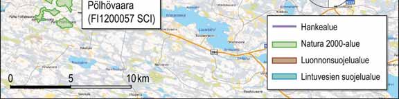 16UEC144 7 SUOJELUALUEET JA NATURA 2000 ALUEVERKOSTON KOHTEET Hankealueen läheisyydessä sijaitsee yksi Natura 2000-alue Joutensuon-Mustosensuon alue, Myllykoski ja Hiidenkirkko (FI1200054 SCI).
