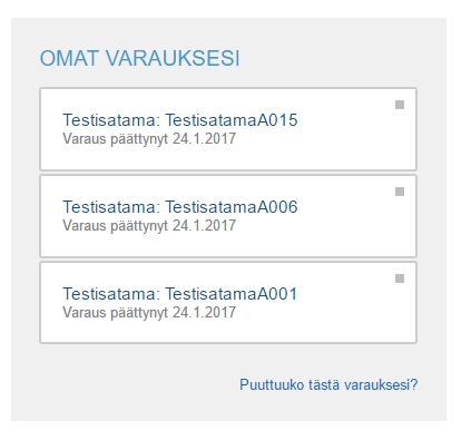 10. Omat varauksesi -kohdassa klikkaa nyt Näytä päättyneet