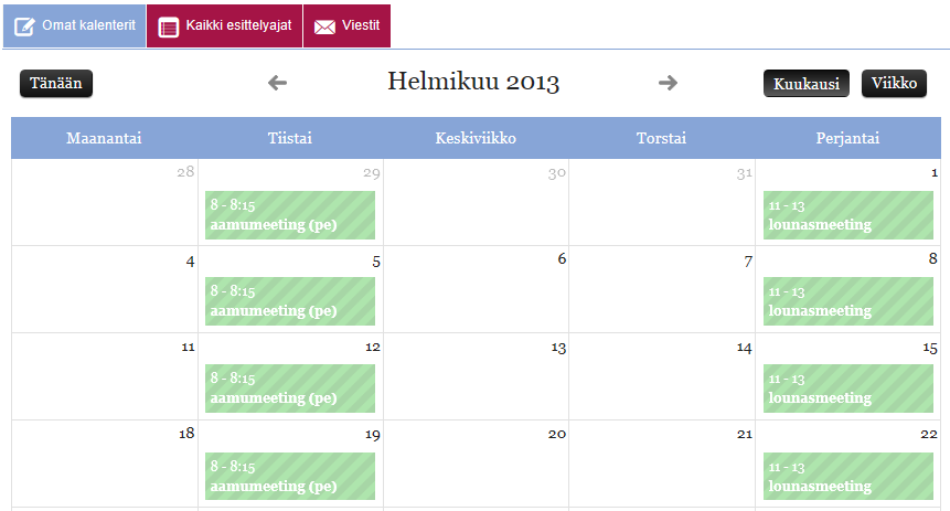 8 4. Esittelyaikojen tarkasteleminen, muuttaminen ja poistaminen Voit tarkastella ja muuttaa syöttämiäsi esittelyaikoja.