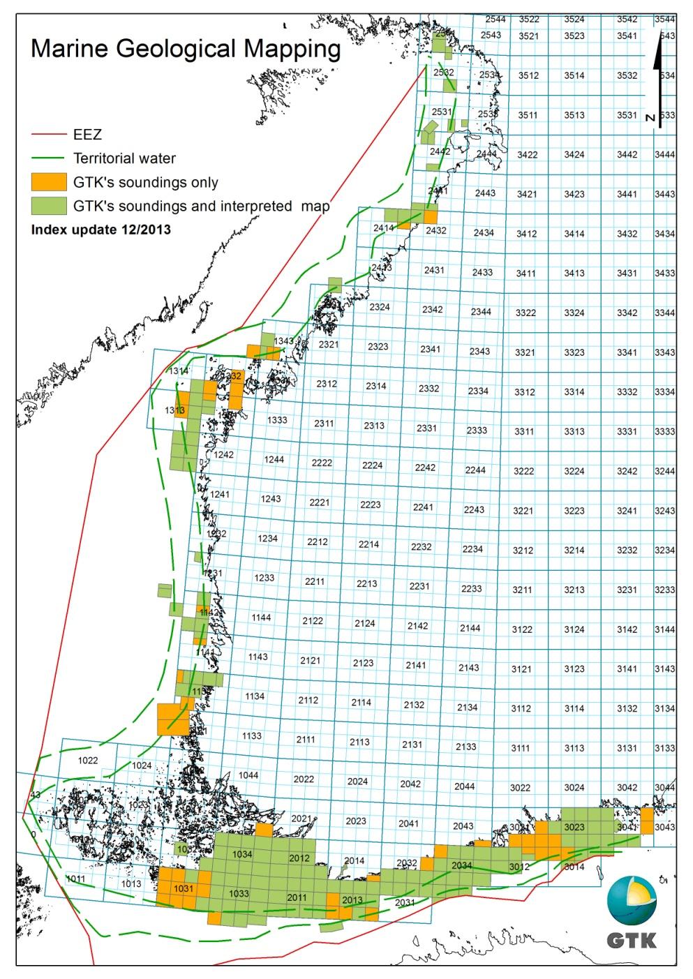 GTK tuottaa ja levittää geologista tietoa, jolla edistetään maankamaran luonnonvarojen hallittua ja kestävää käyttöä Merigeologinen kartoitus Kansallinen kartoitusohjelma