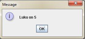 String lukustr; int luku; lukustr = JOptionPane.showInputDialog( Anna kokonaisluku : ); luku = Integer.parseInt(lukuStr); Tiedot otetaan vastaan aina String-muuttujan sijoituslauseessa kuten edellä.